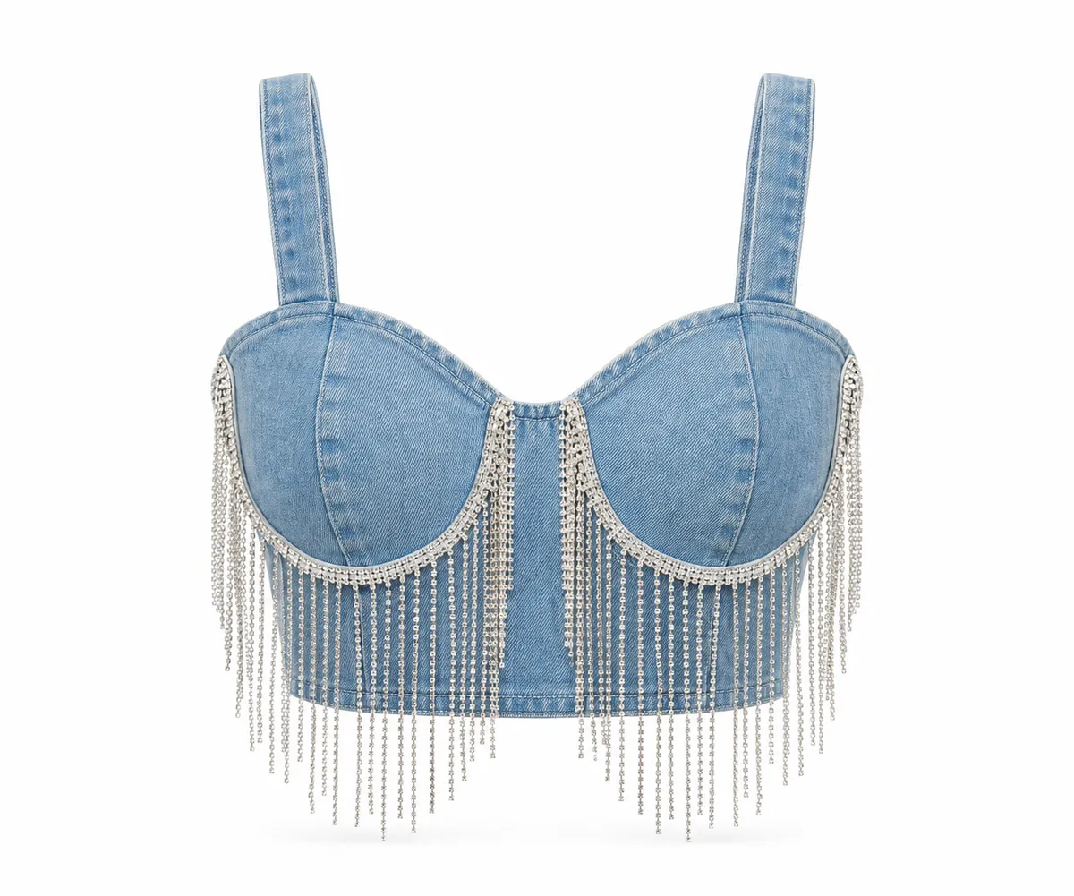 Top Denim Strass, fotografía 1