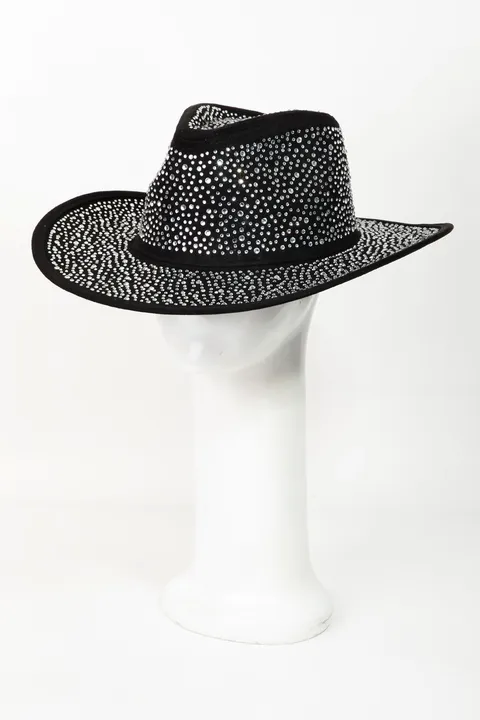 Gorro cowboy negro con strass
