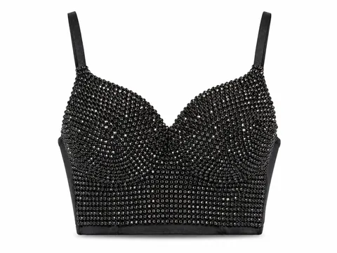 Top bustier de piedras negro