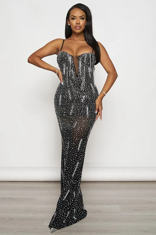 Vestido largo de strass Kris, fotografía 1