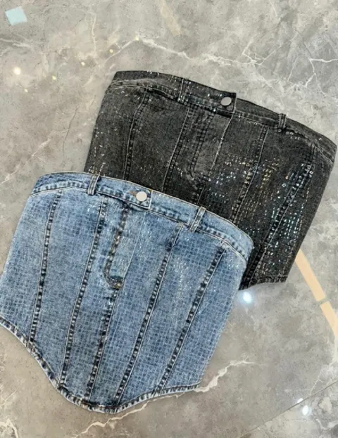 Corset strapless de jean