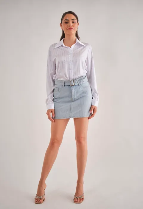 Falda de jean con strass